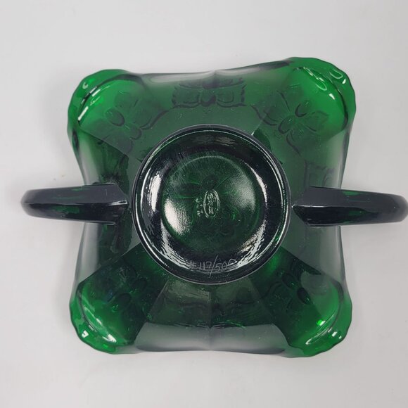 Fenton Green Carnival Glass Butterflies Bon Bon Dish #117/500 - Picture 6 of 8